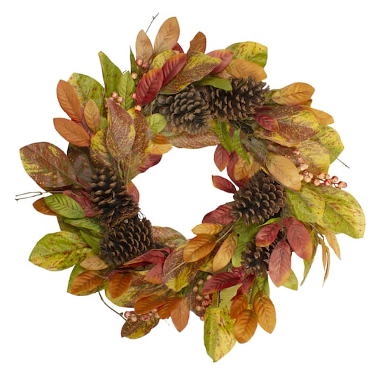 26&#x22; Leaves &#x26; Berries Twig Thanksgiving Wreath 